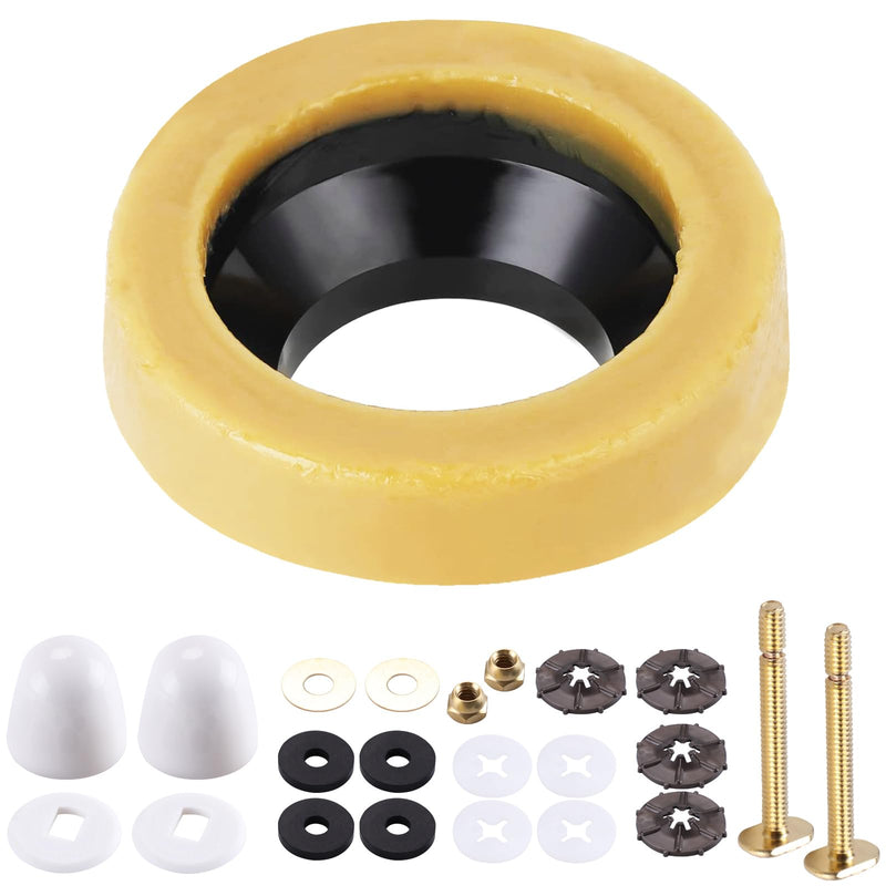 Toilet Wax Ring Replacement Kit, Wax Ring for Toilet Base with Brass Bolt for 3-Inch or 4-Inch Floor-Mounted Toilet Drain Pipe 0.92In/ 1 Pack