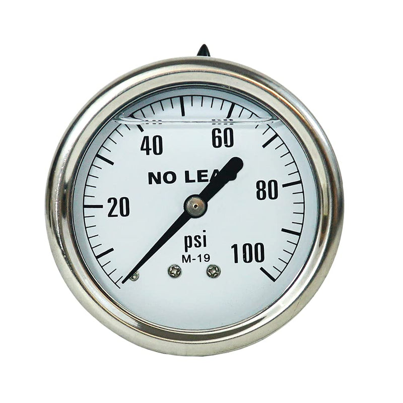Merrill MFG 0~100 PSI Stainless Steel 1/4" NPT Liquid Filled Pressure Gauge WOG Water Oil Gas Center Back Mount… 100 PSI