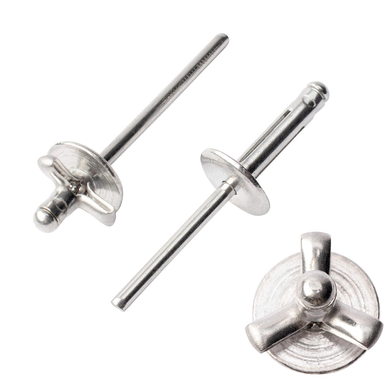 ISPINNER 50pcs 3/16" x 1" Large Head Tri-Fold Exploding Aluminum Pop Rivets (Silver) 3/16" x 1" Silver