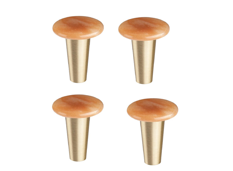 Rockcloud Pack of 4 Red Aventurine Round Crystal Stone Drawer Knobs | Stainless Steel Screws + Brass Handles Pull Handles for Door Cabinet Wardrobe Orange