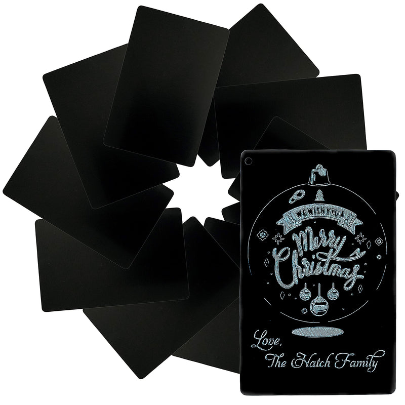 Metal Engraving Blanks for Etching w/Silhouette Cameo 4 Pro Plus, Brother Scan and Cut, Maker, Explore Air 2 or Laser Engraving Blanks - Anodized Aluminum Sheet Metal & Plates for Crafting- 10 Pack Black 3.3 x 2.1 inches