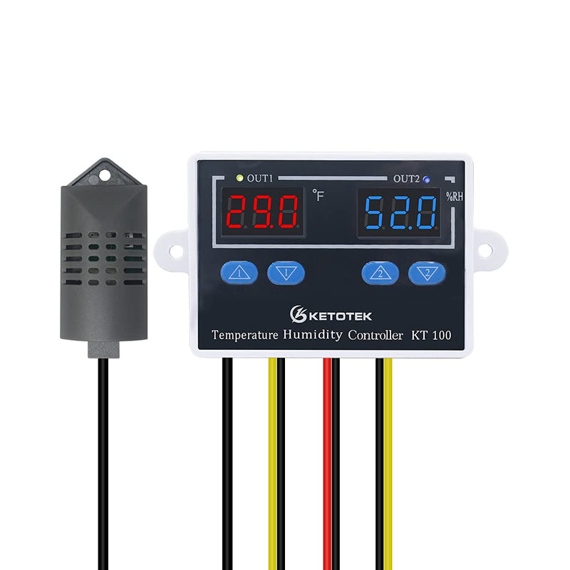 KT100 Humidity Temperature Controller 120V Thermostat Humidistat Control