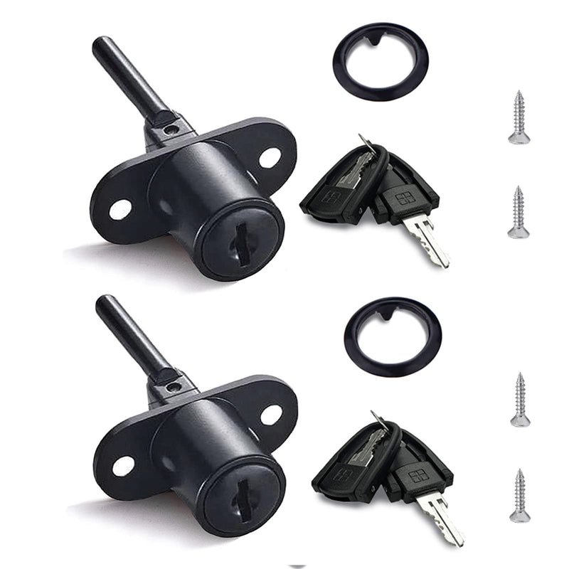 288 Zinc Alloy Desk Locks for Drawers with Key, Filing Cabinet Lock Replacement for Wardrobe Furniture Locker Showcase with 2 Key, Child Locks for Cabinets 2pack 16mm (Black) Black 288-16-2pack
