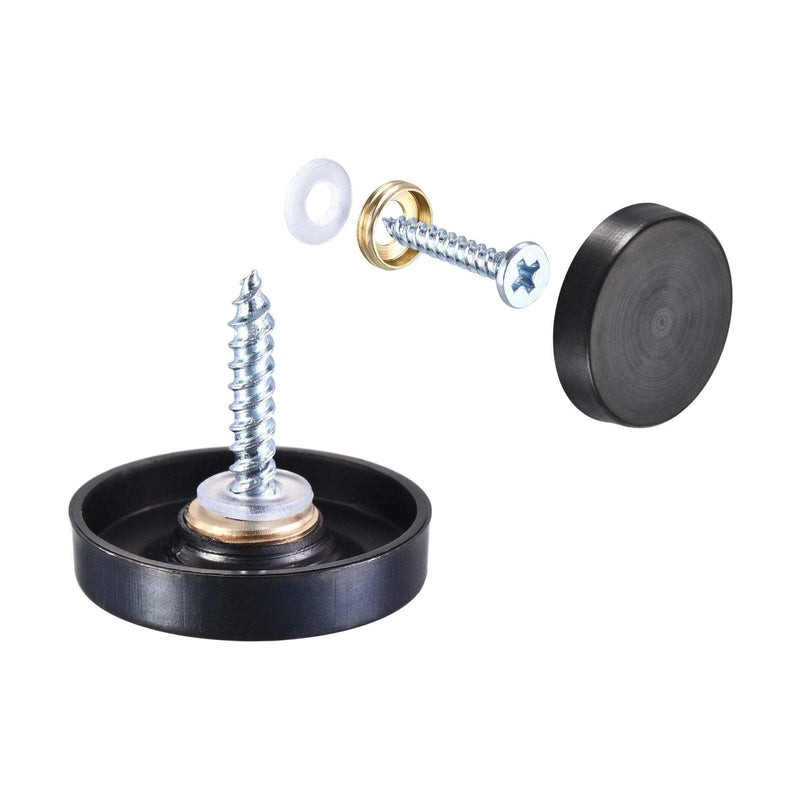 uxcell Mirror Screws, 25mm/0.98", 4pcs Decorative Cap Fasteners Cover Nails, Wire Drawing, Black 304 Stainless Steel 25 mm