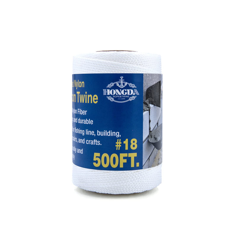 Mason Line, 500 Feet #18 Braided Nylon Mason line String Perfect for Masonry Jobs and for The Layout of General Construction, Gardening, DIY Project, White 500FT