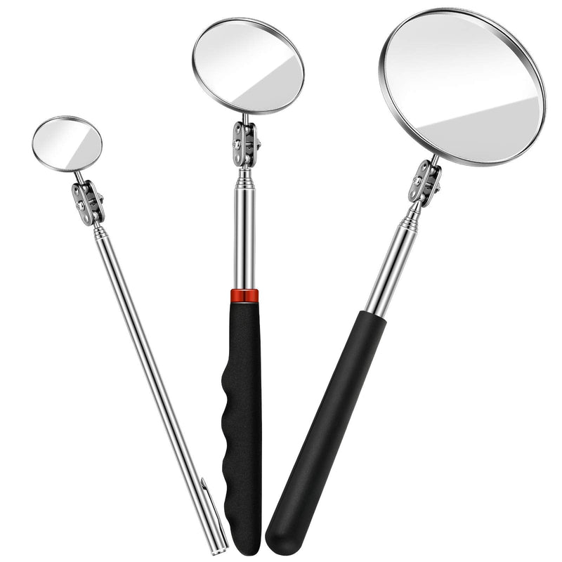 3 Pieces Telescoping Inspection Mirror Round Mirror Inspection Tool for Check The Condition of The Vehicle, Observe The Eyelashes, Mouth and Other Small Parts 3 Kinds of Size