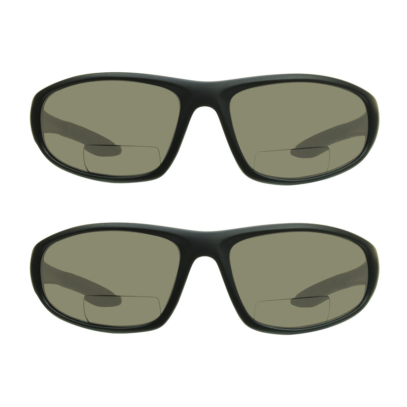 proSPORT Z87.1 Bifocal Safety Sunglasses ANSI for Men Women Readers Sport Wrap Dark Gray Smoke Black +1.50 +2.00 +2.50 +3.00 Smoke 2 Pairs 2.0 x