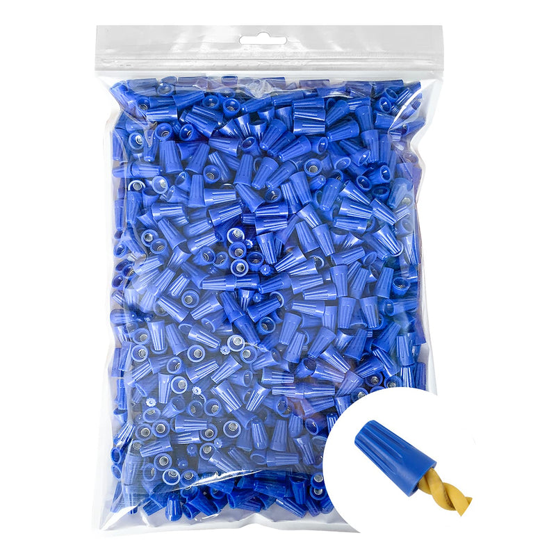 1000 Pcs Blue Wire Caps Electrical Wire Connector Screw Nuts Terminal (AWG 22-14) Blue(AWG 22-14)