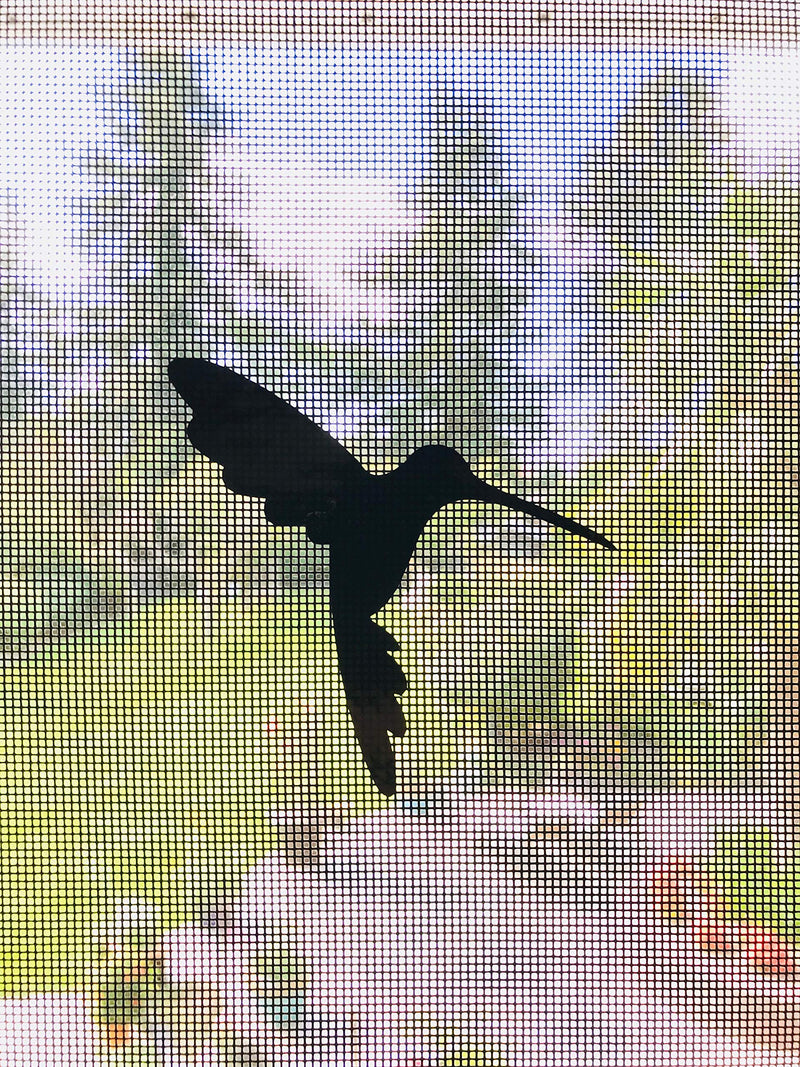 Retractable Screen Door Decals - 5 per Package - Keep Children Safe - Alert Birds, Dogs, Kids - Warn, Protect, Window Safety - Hummingbirds (Black) Black