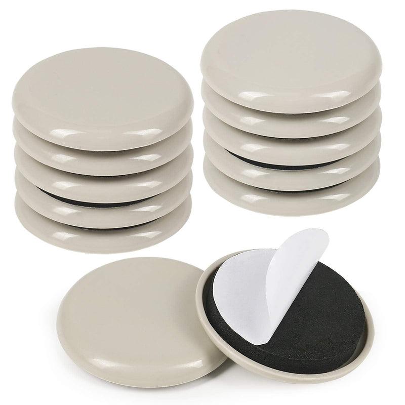2 inches Stick Furniture Sliders, 12pcs Furniture Glides for Easy Moving on Carpet Hardwood (Beige) 2 inches, Round Beige