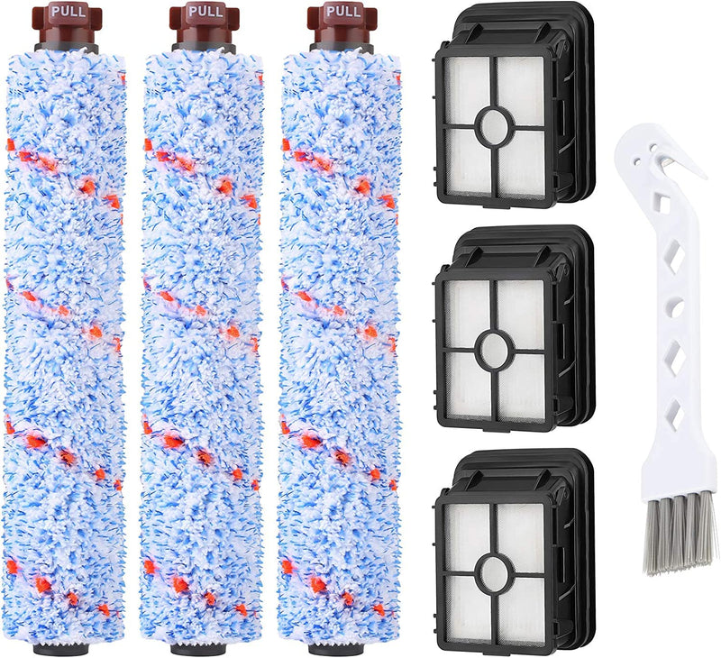 JORAIR Replacements Compatible with Bissell CrossWave, 3 Multi-Surface Brush Roll 1868 + 3 Vacuum Filter 1866 Vacuum Filter, Compare to Part 1608683, 160-8683, 1608684 3 Brush Rolls + 3 Filters