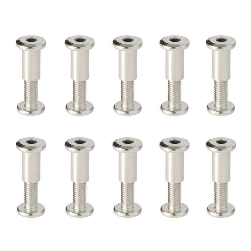 Screw Post Fit for 5/16" (8mm) Hole Dia, Male M6 x 18mm Belt Buckle Binding Bolts Furniture Screws, 304 Stainless Steel 18-8, 10 Sets