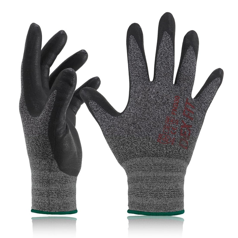 DEX FIT Nitrile Coated Work Gloves FN330-3D-Comfort Stretchy Fit, Firm Grip, Thin & Lightweight, Touchscreen Fingers, Protective & Durable, Breathable, Machine Washable; Black Grey M (8) 1 Pair Medium(1 Pair) Blackgrey
