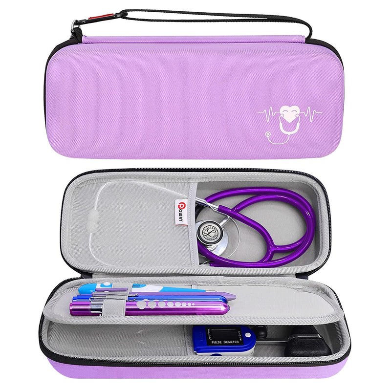 Stethoscope Carrying Case, Hard Stethoscope Case Compatible for 3M Littmann Classic III, Cardiology IV Diagnostic, MDF Acoustica Stethoscopes and Other Nurse Accessories (Purple) Polyester_Purple