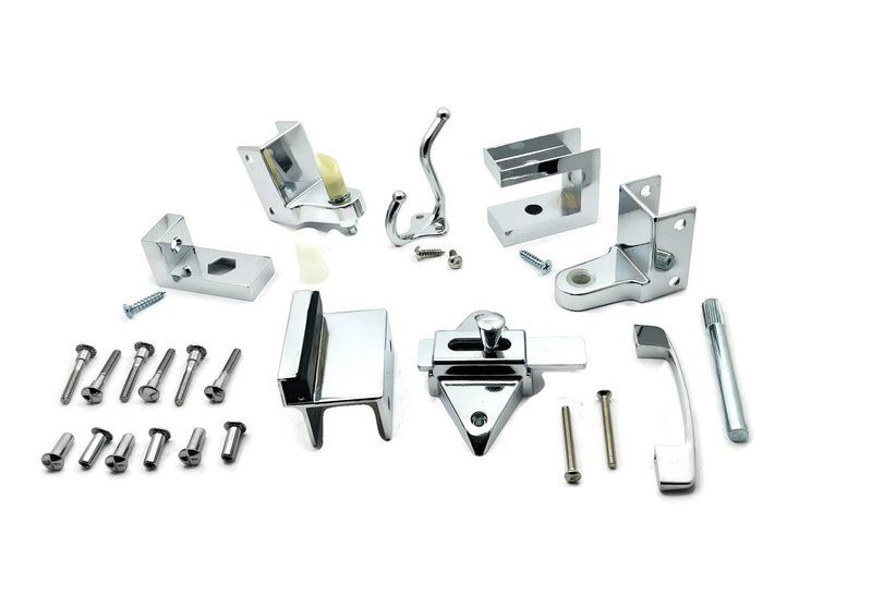 Harris Hardware TP2100 Toilet Partition Die Cast Zamac Complete Outswing Door Hardware Set, 1 in. Door 1-1/4 in. Pilaster 1 in. Outswing Chrome
