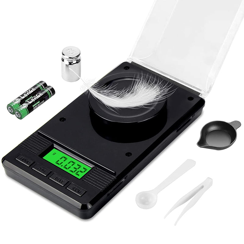 Milligram Scale (50g/ 0.001g) - Mg/Gram Scale, Precision Digital Pocket Kitchen Scale for Powder Medicine/Jewelry/Reloading/Herb(Including Batteries, Calibration Weights) Black