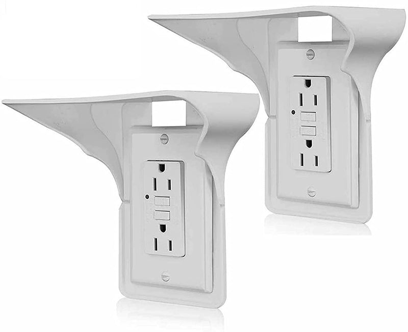 2 Pack Single Wall Outlet Shelf Home Wall Shelf Organizer for Outlets, Perfect for Bathroom Kitchen Bedroom with Cord Management and Easy Installation. (White)