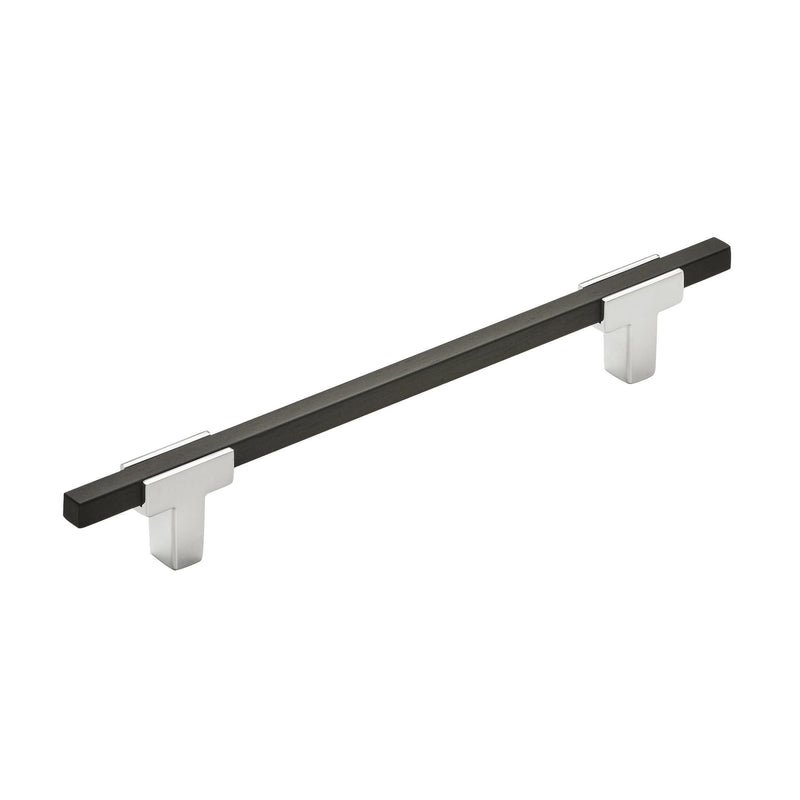 Amerock | Cabinet Pull | Polished Chrome/Brushed Matte Black | 6-5/16 inch (160 mm) Center to Center | Urbanite | 1 Pack | Drawer Pull | Drawer Handle | Cabinet Hardware 6-5/16 Inch (160 mm) Center-to-Center