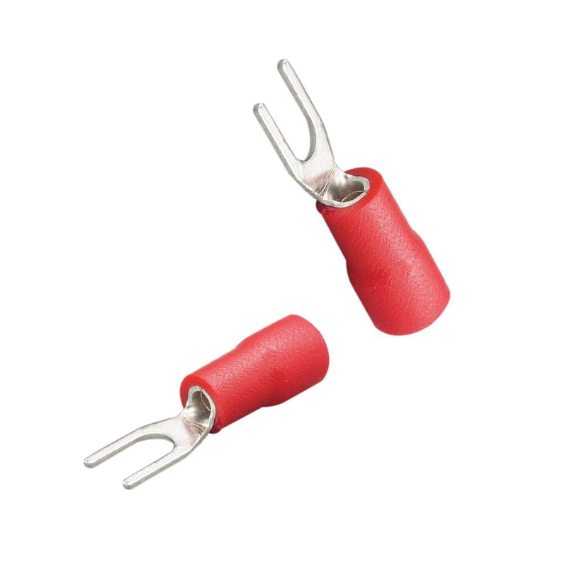 500 Pcs Insulated Fork Spade Wire Connector #8 U-Type Electrical Crimp Terminals 22-16 AWG- Red 500Pcs AWG22-16