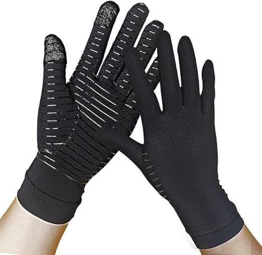 2-Pairs Pack Copper Full Finger Compression Gloves, Copper Arthritis Gloves for Women & Men Relieve Pain from Arthritis Pain, Swelling and Rheumatoid, and Everyday Hands Support (Small (Pack of 2)) Small (Pack of 2)