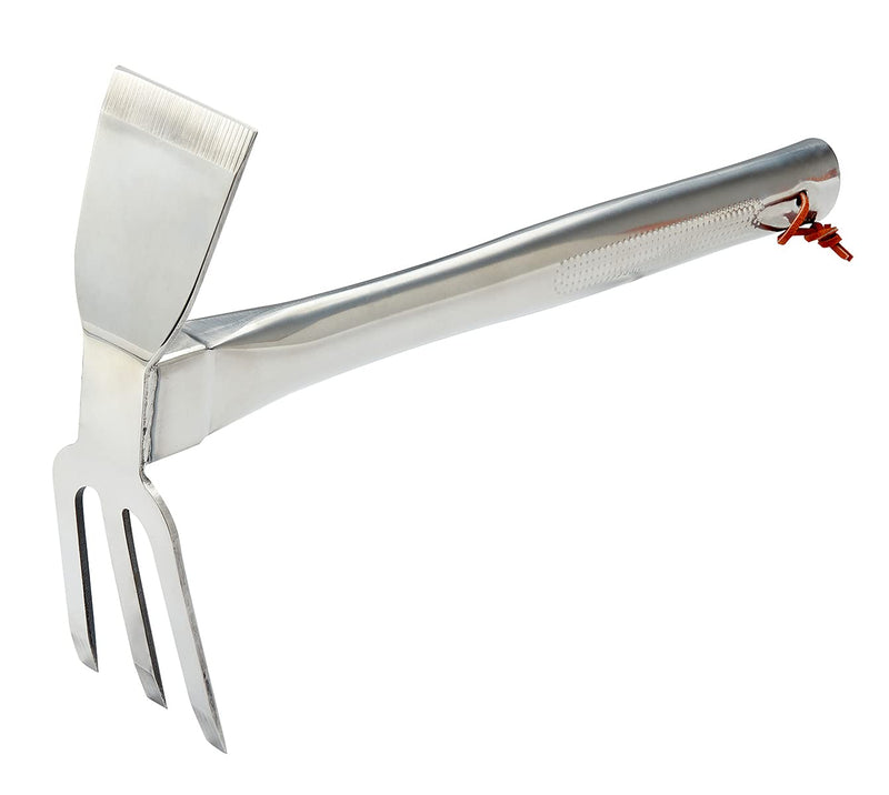 Sharp Sturdy 416 Stainless Steel rake Hoe, Heavy Duty Hoe Hand Tool for transplanting Digging Planting Loose Camping or Exploration