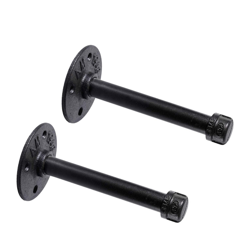 1/2" Industrial Black Iron Pipe Shelf Brackets, Rustic Wall Mounted DIY Shelving Brackets Hanging Custom Pipe Brackets for Floating Shelves (2, 6") 2 6 Inch