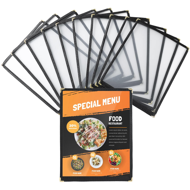 MAOPINER Set of 10 Menu Covers 8.5 x 11 | Restaurant Recipe Menu Covers, Best Menu Books and Restaurant Supplies for Kitchen, Drink, Wine Menu Covers (8.5"x 11" (1 Page, 2 View)) 8.5"x 11" (1 Page, 2 View) - NewNest Australia