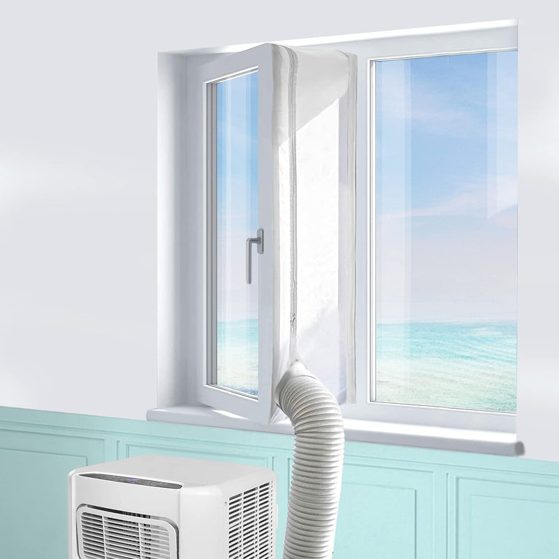 Machine-Ya 157”(400CM) Universal Window Seal for Portable Air Conditioner and Tumble Dryer, Works with Every Mobile Air-Conditioning Unit, Air Exchange Guards with Zip and Hook Tape 400cm