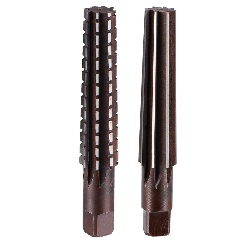 uxcell MT3 Morse Taper Reamer Coarse and Finish Set H8 Accuracy Alloy Tool Steel 8 Flutes Straight Shank Hand Reamer Cutter Milling Tool 2pcs