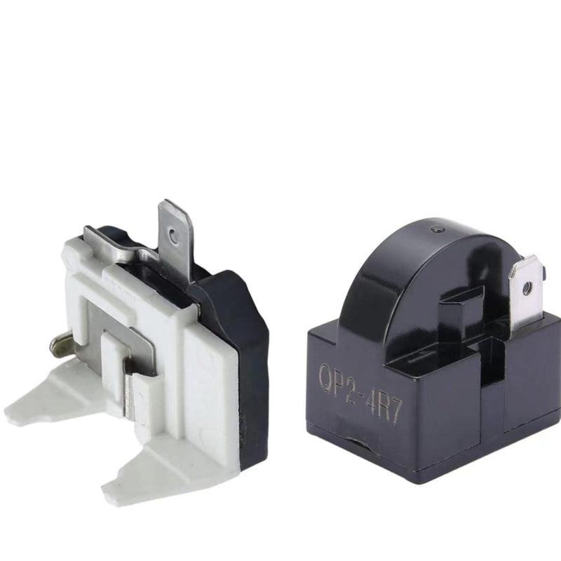 1Pcs QP2-4R7 1Pin 4.7 Ohm PTC Refrigerator Starter/Start Relay for Vissani Danby Compressor Relay and 1Pcs Refrigerator Overload Protector 1/2HP（2 Pieces in Total