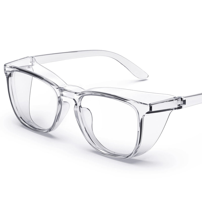 TOREGE Eye Protection Glasses,Fashionable Safety Glasses With Clear No Fog Lenses,Great Safety Goggles For Men&Women(Transparent White&Clear Lens) Transparent White&clear Lens