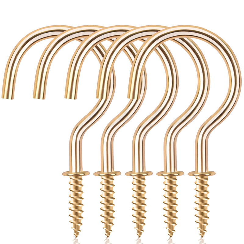 Cup Screw Hooks,1 inch Metal Screw in Ceiling Hooks,100 Pack Metal Ceiling Cup Hooks Plant Hanger Hooks, Wind Chimes Hooks Kitchen Cup Hooks Great for Hanging Indoor & Outdoor Use(Golden) Gold 1 Inch