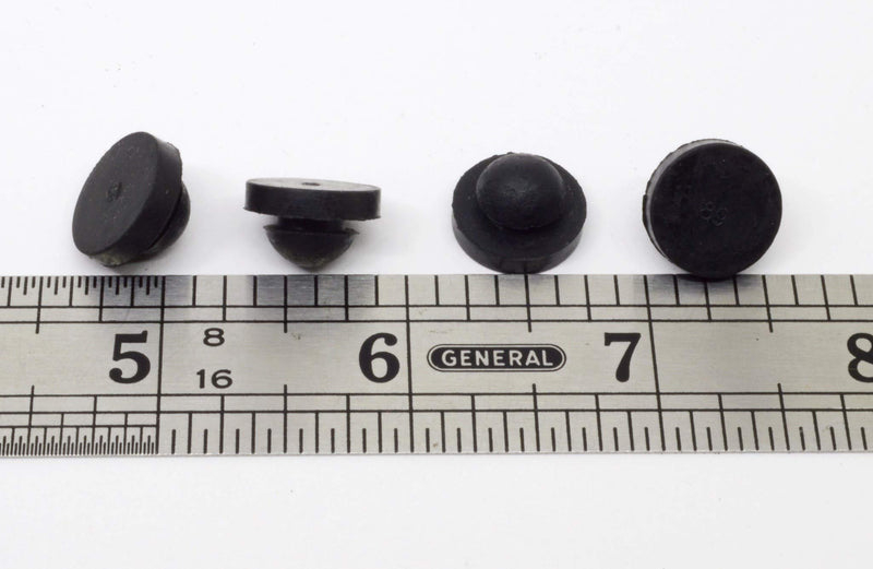 Black SBR Rubber Push in Ridged Bumper - Foot - Bumper Diameter - 9/16", Bumper Height - 1/8", Fits Hole Size - 9/32" 6
