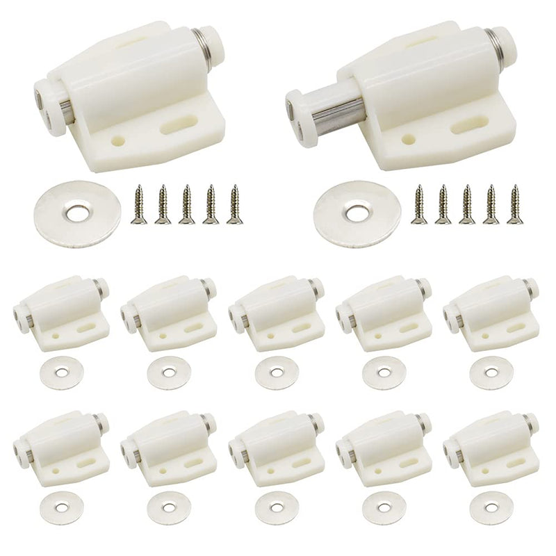 12Pack Magnetic Touch Push to Open Door Latch for Heavy Duty Door Push Release Latch Kitchen Drawer Push Catch Pop Out Latch Kitchen Closet Door Closing (White) White