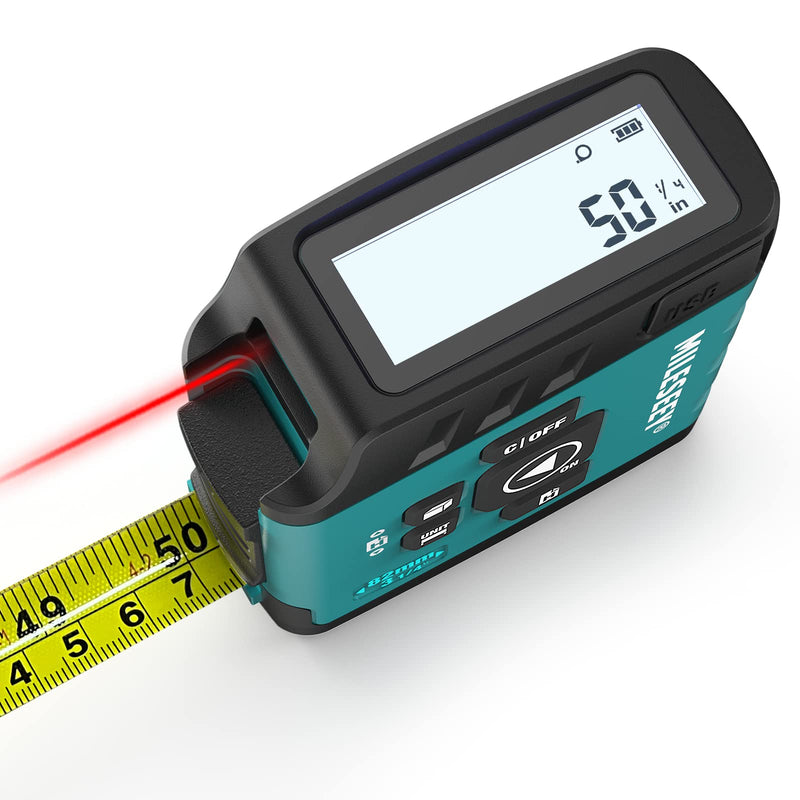 MiLESEEY DT20 Laser Tape Measure 3-in-1, 130FT Laser Distance Meter, 16FT Digital Tape Measure, Regular Tape Measure, Area Volume Measuring Pythagorean Mode, Waterproof and Rechargeable Non App