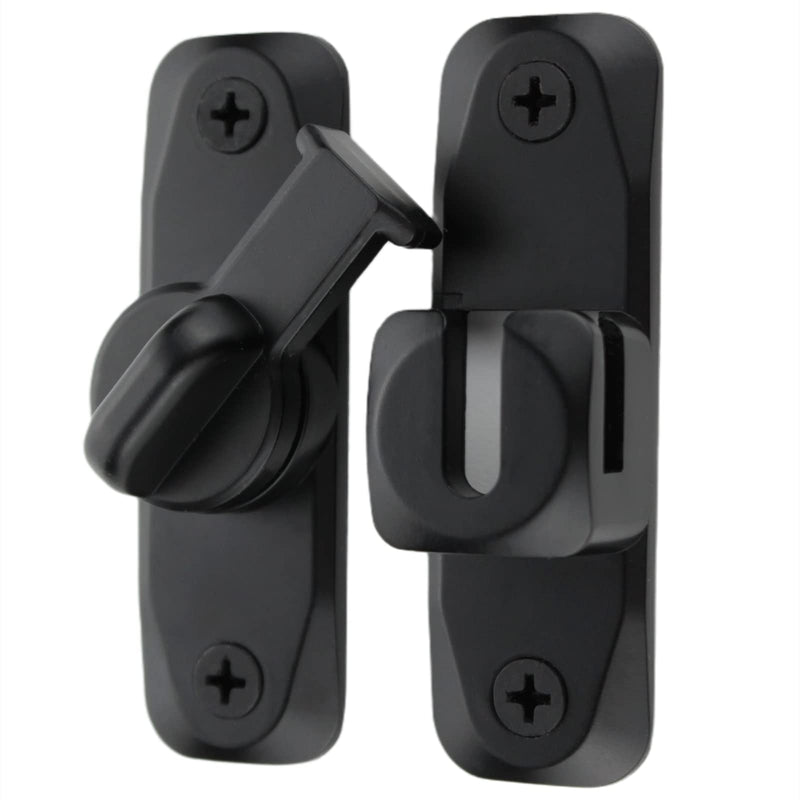 Flip Door Latch Black 180 Degree Heavy Duty Bar Gate Latches Safety Door Lock, Bold Thickened Anti-Rust Update Design (90-180Filp Door Latch)