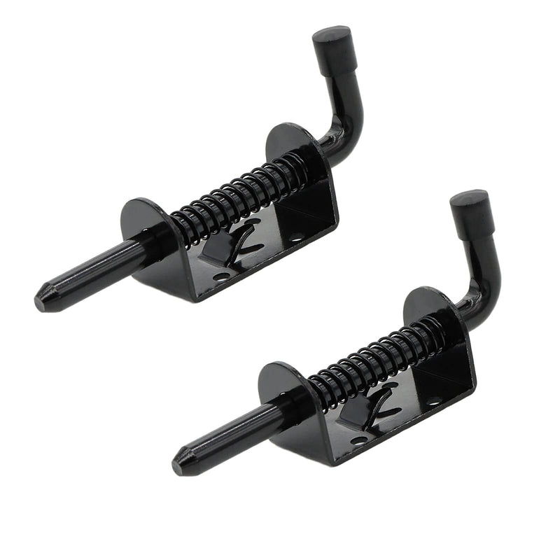 5 Inch Spring Loaded Latch Bolt, Heavy Duty Spring Loaded Latch Pin Door Lock,1/2" Pin Shed (2, Black)
