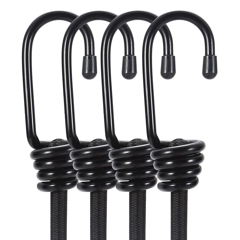 Bungee Cords Heavy Duty Outdoor 2ft Bungee Straps with Hooks Black Bunji Cord 24inch4Pcs 24inch-4Pcs