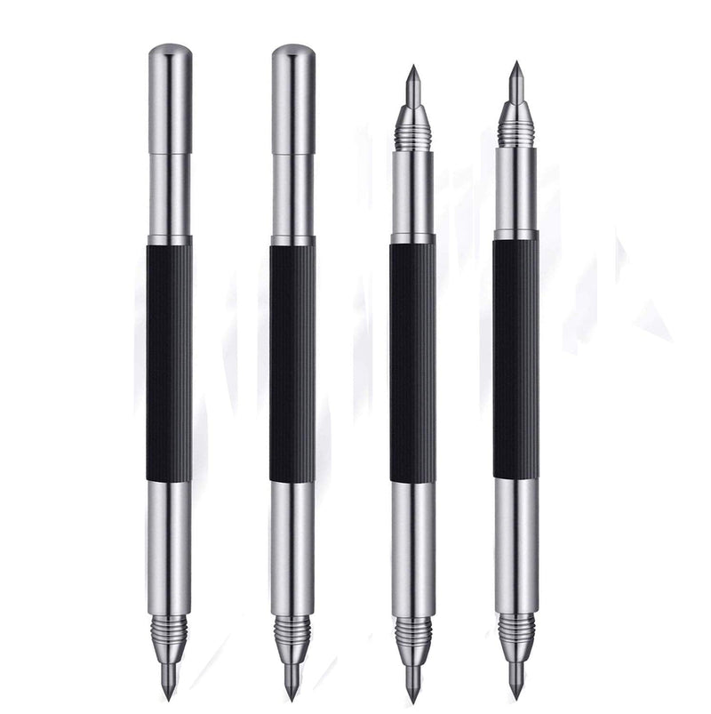 Tungsten Carbide Scribers 4 Pack, Etching Engraving Pen with Double Head Design - Pocket Tungsten Carbide Tip Scriber Tool DIY Engraver Etcher Tools Kit for Metal/Glass/Ceramics/Wood