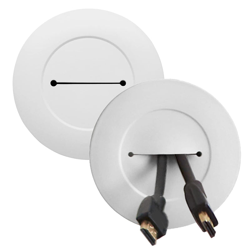 Legrand Wiremold CCA6W In Wall Low Voltage TV Grommet Kit, Cable Management Kit, Mounting Brackets and Hole Saw Included, White (1 Pair) In Wall White Grommet Kit