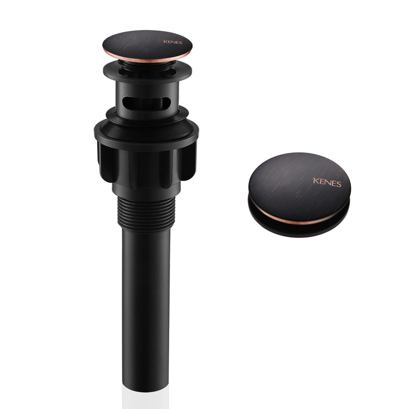 KENES Oil Rubbed Bronze Pop Up Sink Drain, Bathroom Vessel Lavatory Vanity Faucet Sink Drain Stopper, Sink Drain Assembly with Overflow Anti Clog Pop Up Drain Oil-rubbed Bronze