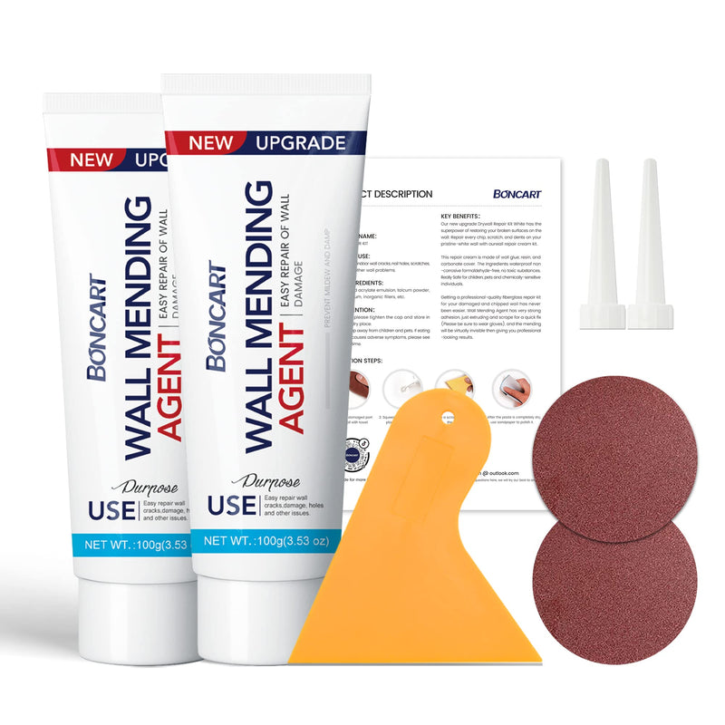 Drywall Repair Kit,2 Pack Wall Mending Agent,Wall Spackle with Scraper, Wall Surface Hole Fill Quick and Easy Solution 2Pack