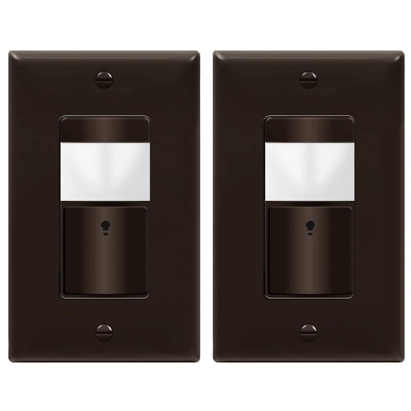 TOPGREENER Motion Sensor Switch, NEUTRAL WIRE REQUIRED, PIR Sensor Light Switch with Ambient Light Level Detector, Occupancy & Vacancy Modes, 150W LED/CFL, Single Pole, TDOS5-M-BR-2PCS, Brown