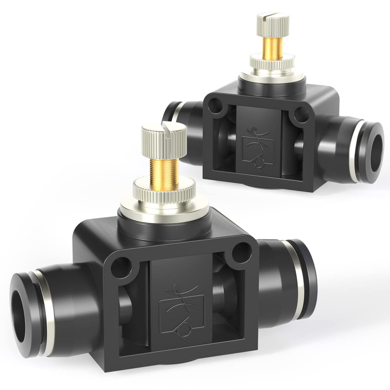TAILONZ PNEUMATIC 8mm Tube OD Air Flow Control Valve with Push-to-Connect Fitting, in-Line Speed Controller Union Straight SCF-8 (Pack of 5)