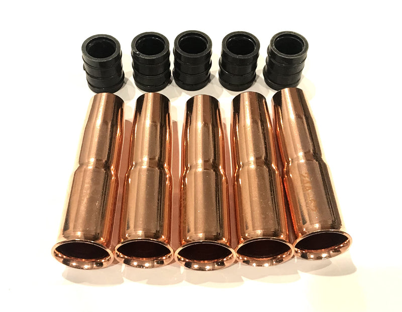 5-pk Gas Nozzle 24A-62 5/8" + 5-pk Insulator 34A for MIG Welding Gun Tweco #3/#4 and Lincoln Magnum 300-450