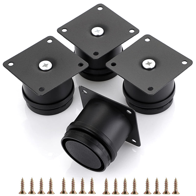 OwnMy 4PCS 2 Inch Stainless Steel Furniture Legs Feets Metal Cabinet Desk Legs, Adjustable Round Metal Furniture Risers Replacement Legs Corner Feets Heavy Duty Table Leg Extenders for Sofa Chair Black