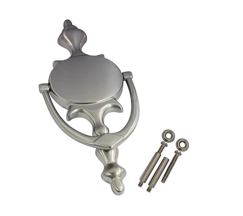 QCAA Solid Brass Door Knocker, 7-3/4", Satin Nickel, 1 Pack, Made in Taiwan