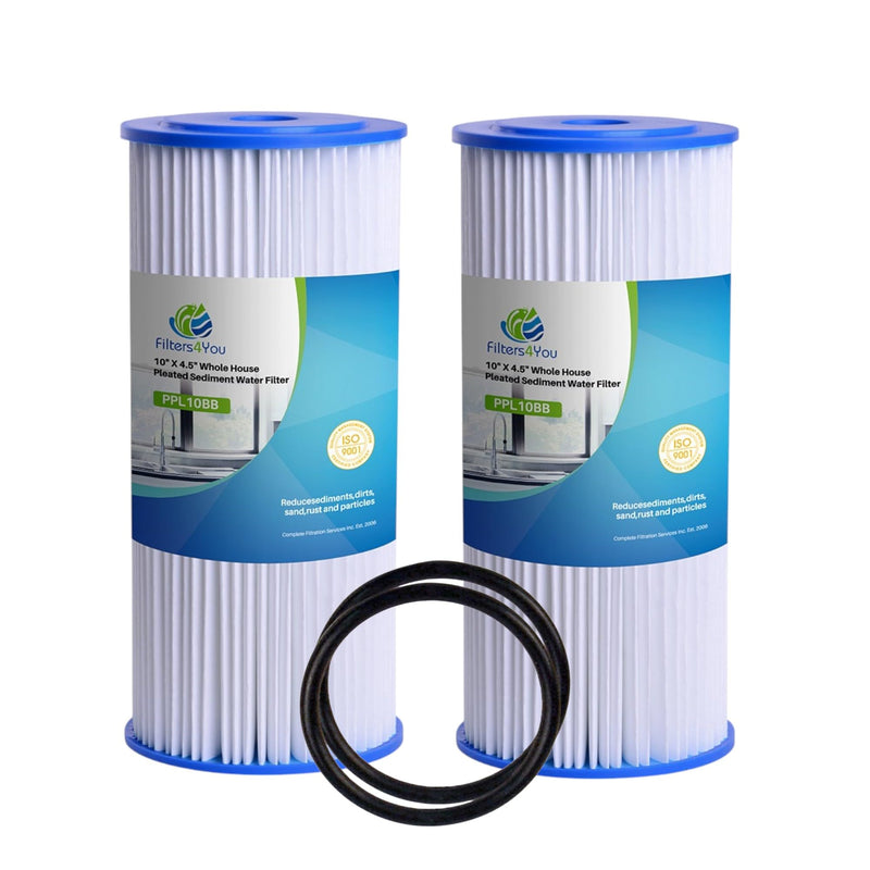 CFS - 2 Pack Pleated High Flow Water Filter Cartridges And 2 O-Rings Compatible with AO-WH-PREL-RP, HDX HDX4PF4 Models - Remove Bad Taste & Odor – Whole House Replacement Water Filter Cartridge