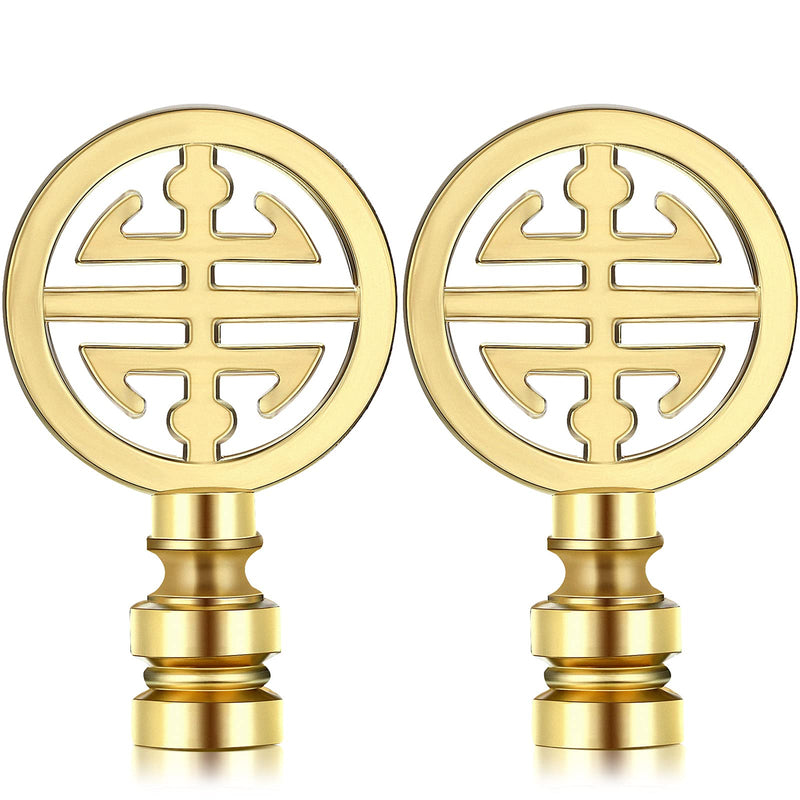 Honoson 2 Pieces Brass Finial Asian Oriental Lamp Shade Finial Happiness Symbol Lamp Shade Decoration 2.17 Inches(Aeneous) Aeneous