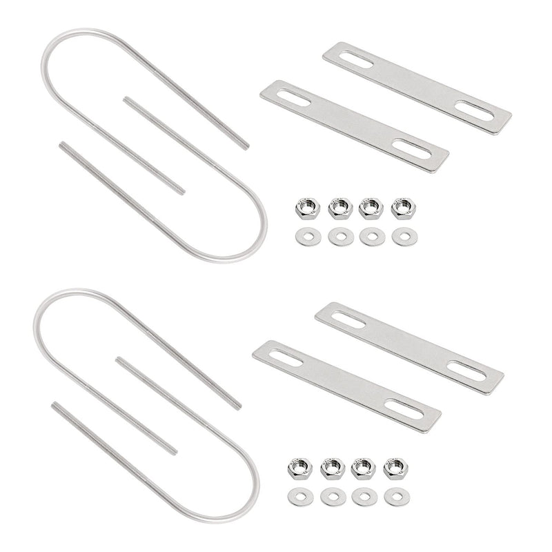 Round U-Bolts 2.56"(65mm) Inner Width M6 Thread 304 Stainless Steel Silver with Plates Nuts Flat Washers for Car/RV/Trailer Bumper, 4Pcs M6x65x155mm